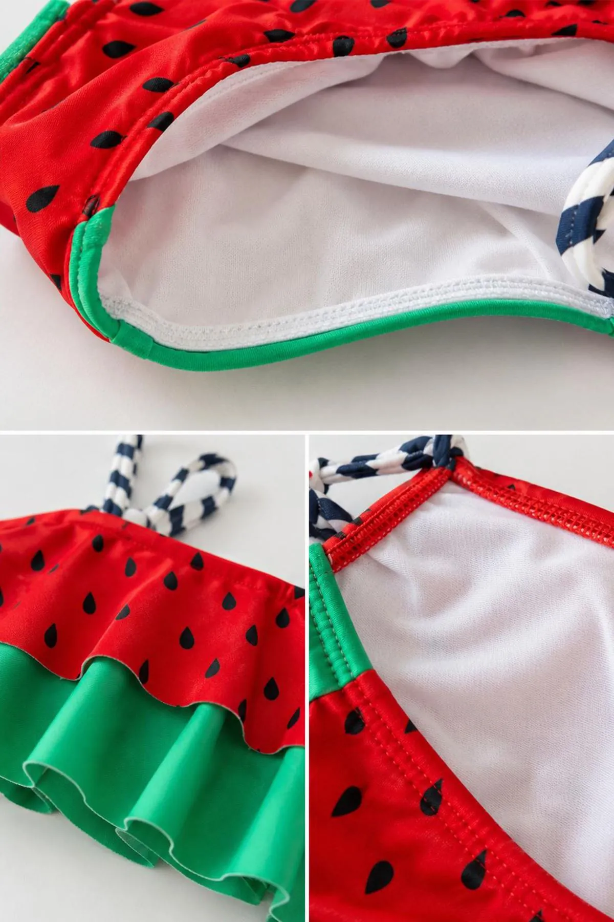 Miniğimin Cicileri Karpuz desenli Kız Çocuk 2 li Mayo Bikini Takımı - Kırmızı