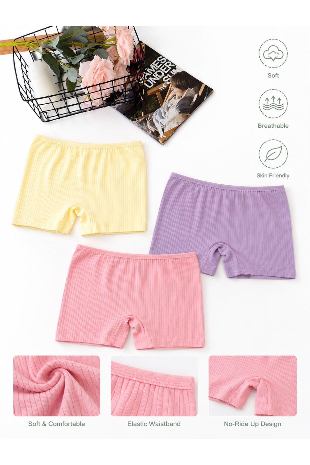 Miniğimin Cicileri Kaşkorse 3 lü Kız Çocuk Boxer - Sarı_Lila_Pembe