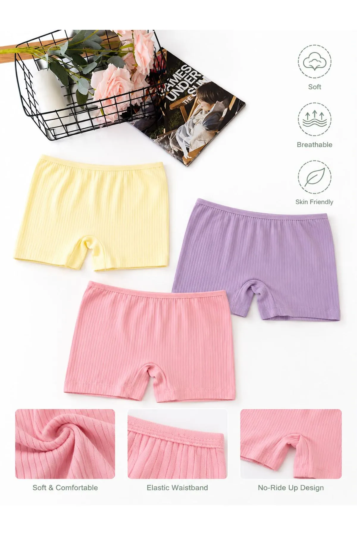 Miniğimin Cicileri Kaşkorse 3 lü Kız Çocuk Boxer - Sarı_Lila_Pembe