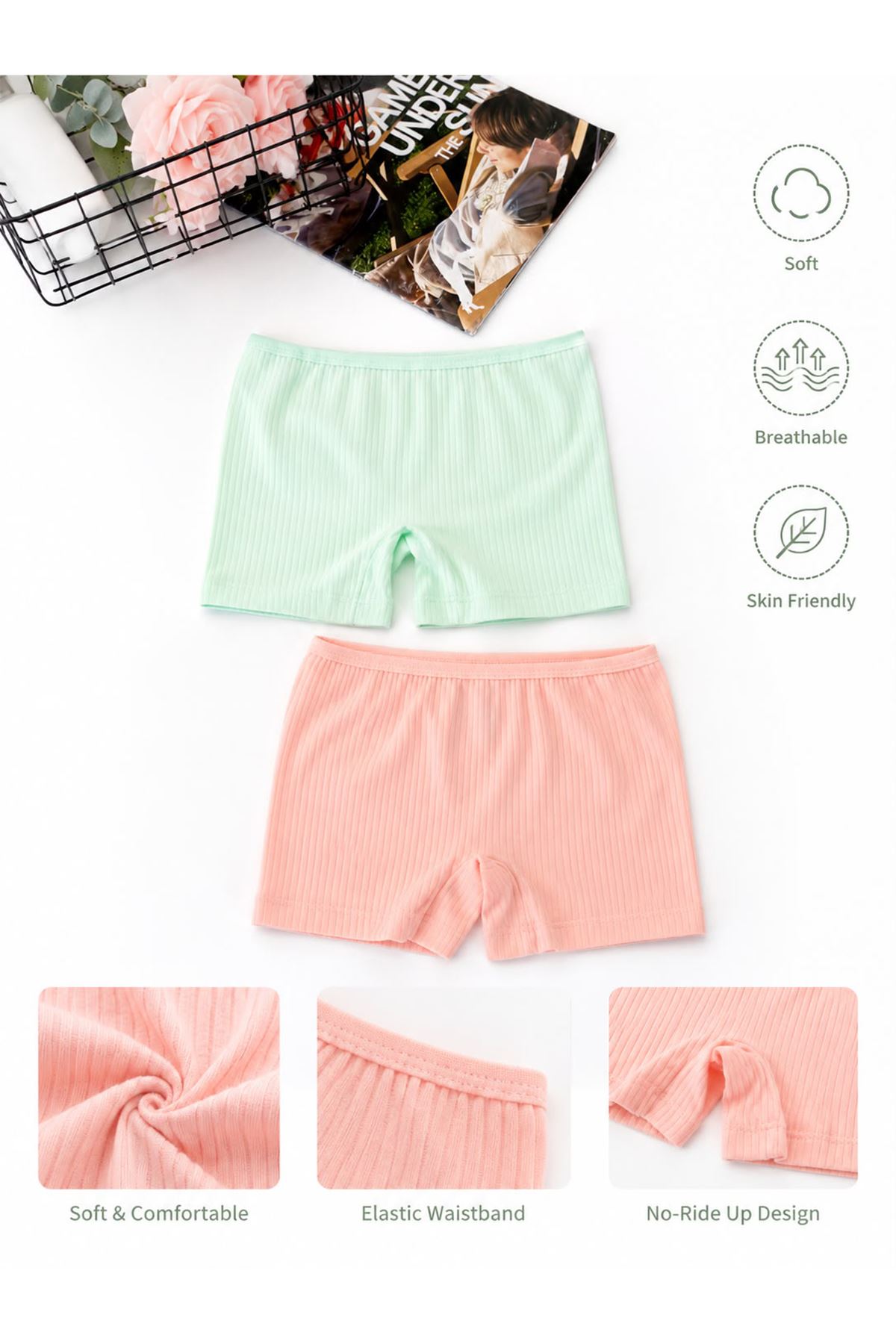 Miniğimin Cicileri Kaşkorse 2 li Kız Çocuk Boxer - YeşilPembe