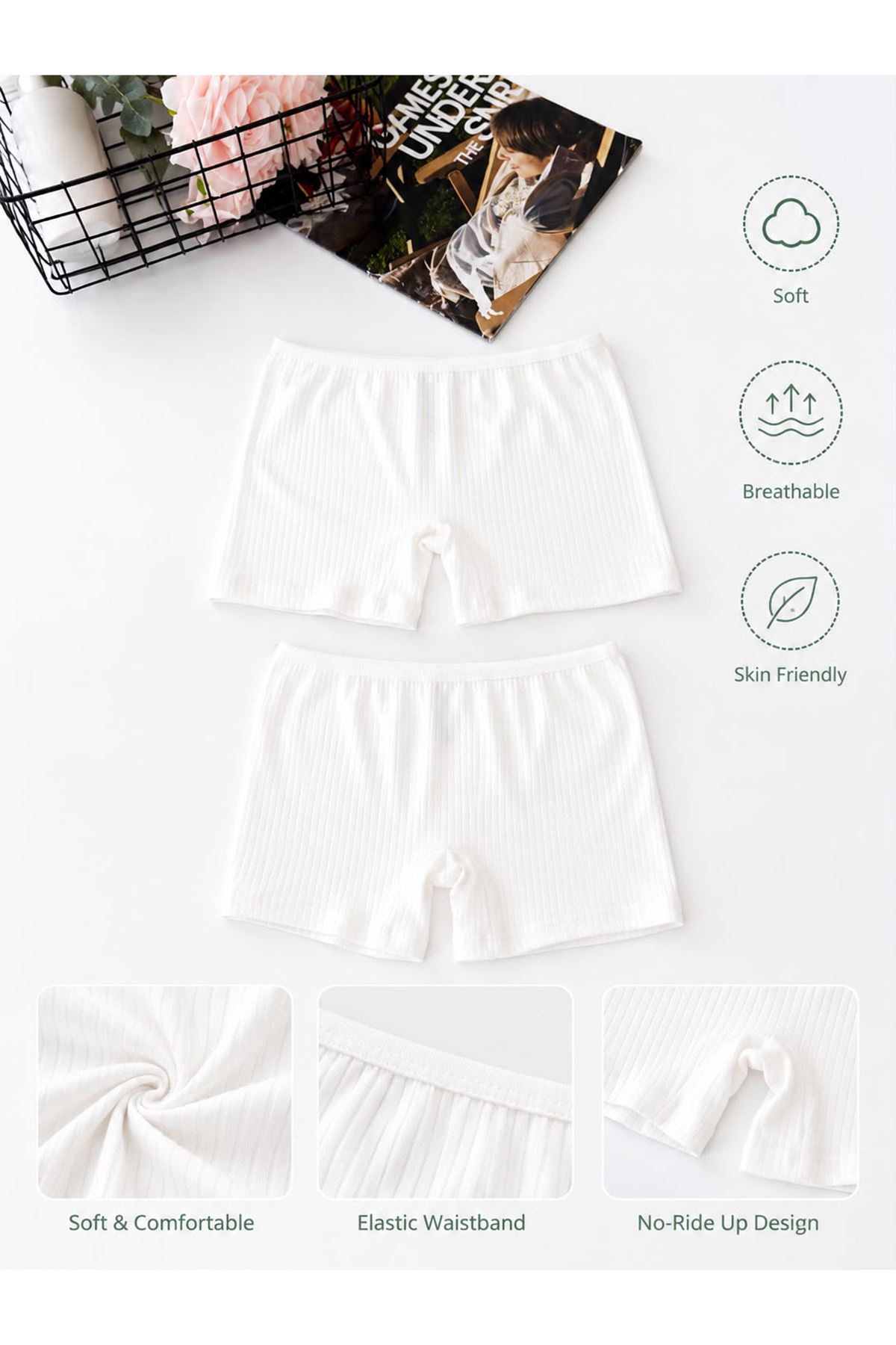 Miniğimin Cicileri Kaşkorse 2 li Kız Çocuk Boxer - Beyaz