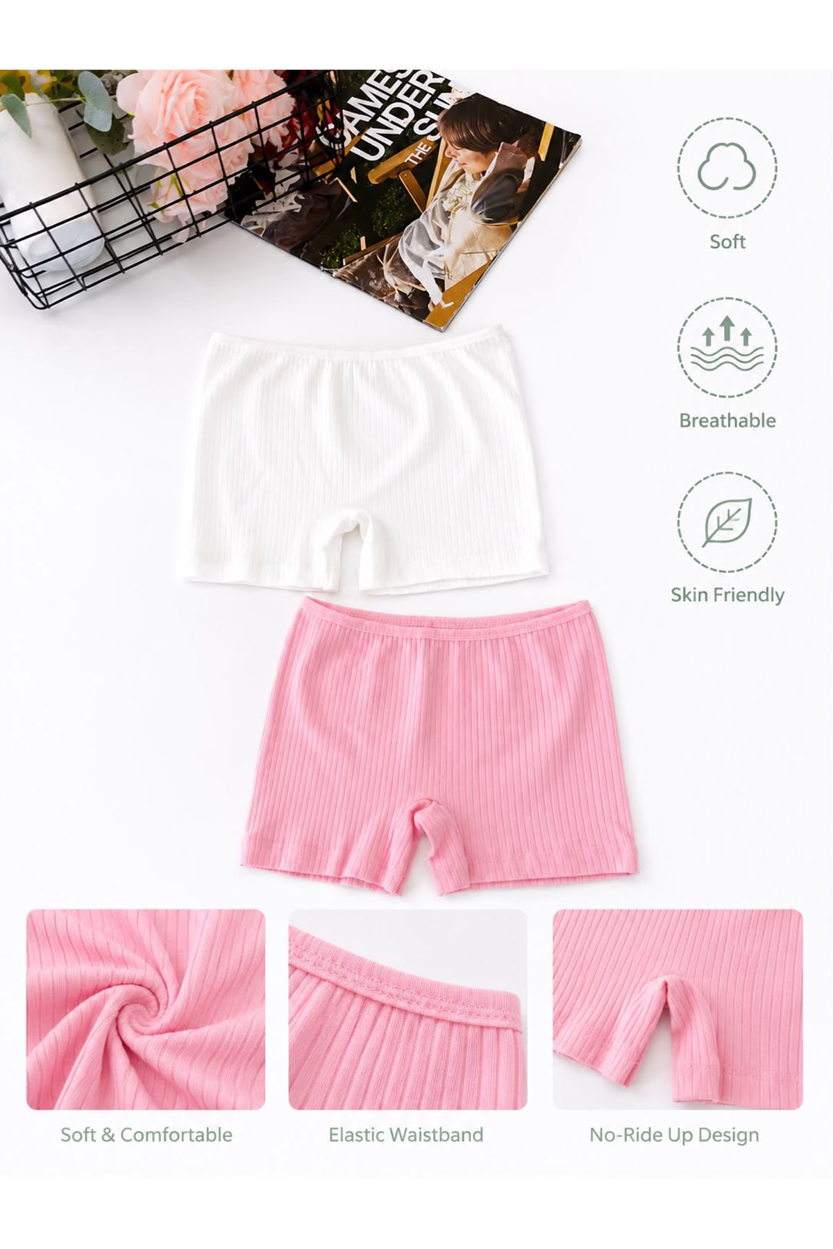 Miniğimin Cicileri Kaşkorse 2 li Kız Çocuk Boxer - BeyazPembe