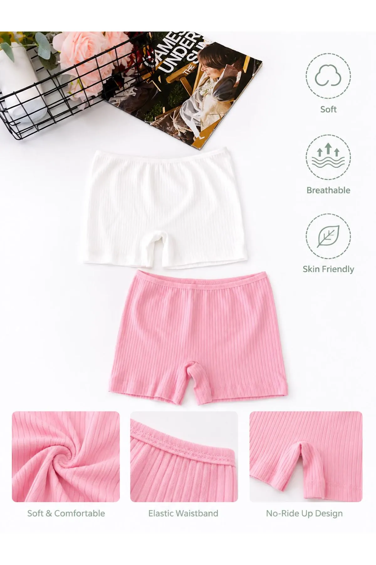 Miniğimin Cicileri Kaşkorse 2 li Kız Çocuk Boxer - BeyazPembe