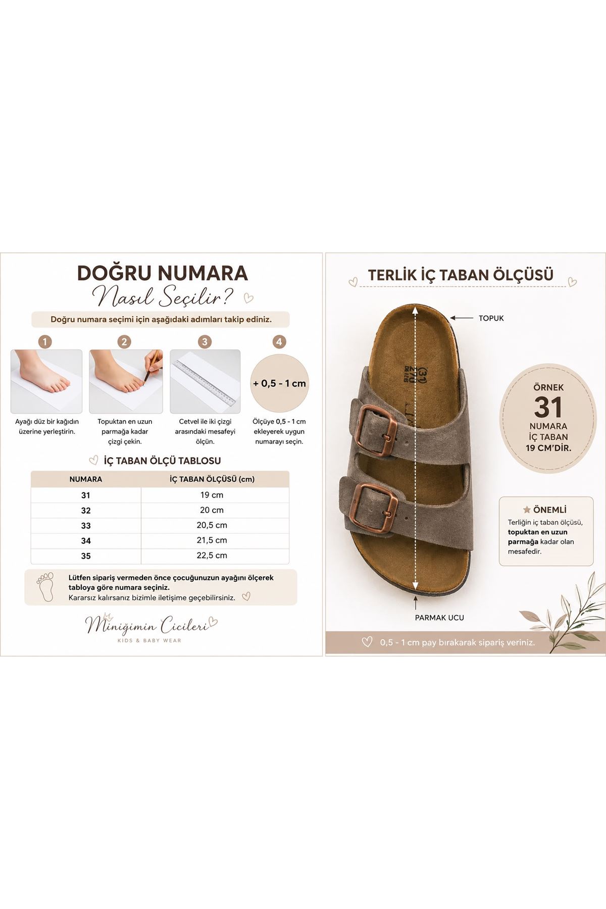 Miniğimin Cicileri Mantar Tabanlı Unisex Çocuk Terliği - Sütlü Kahve