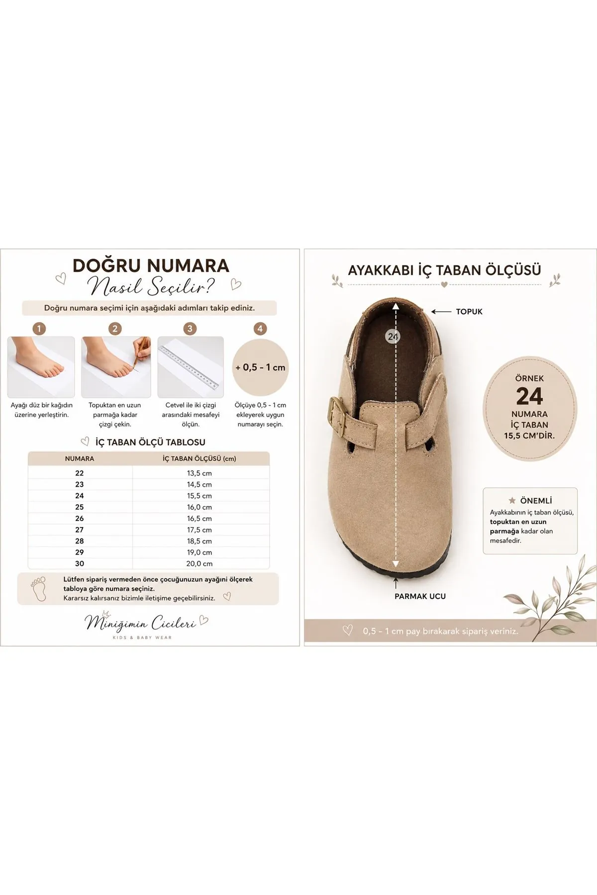 Miniğimin Cicileri Süet Unisex Çocuk Sabo Terlik - Acı Kahve