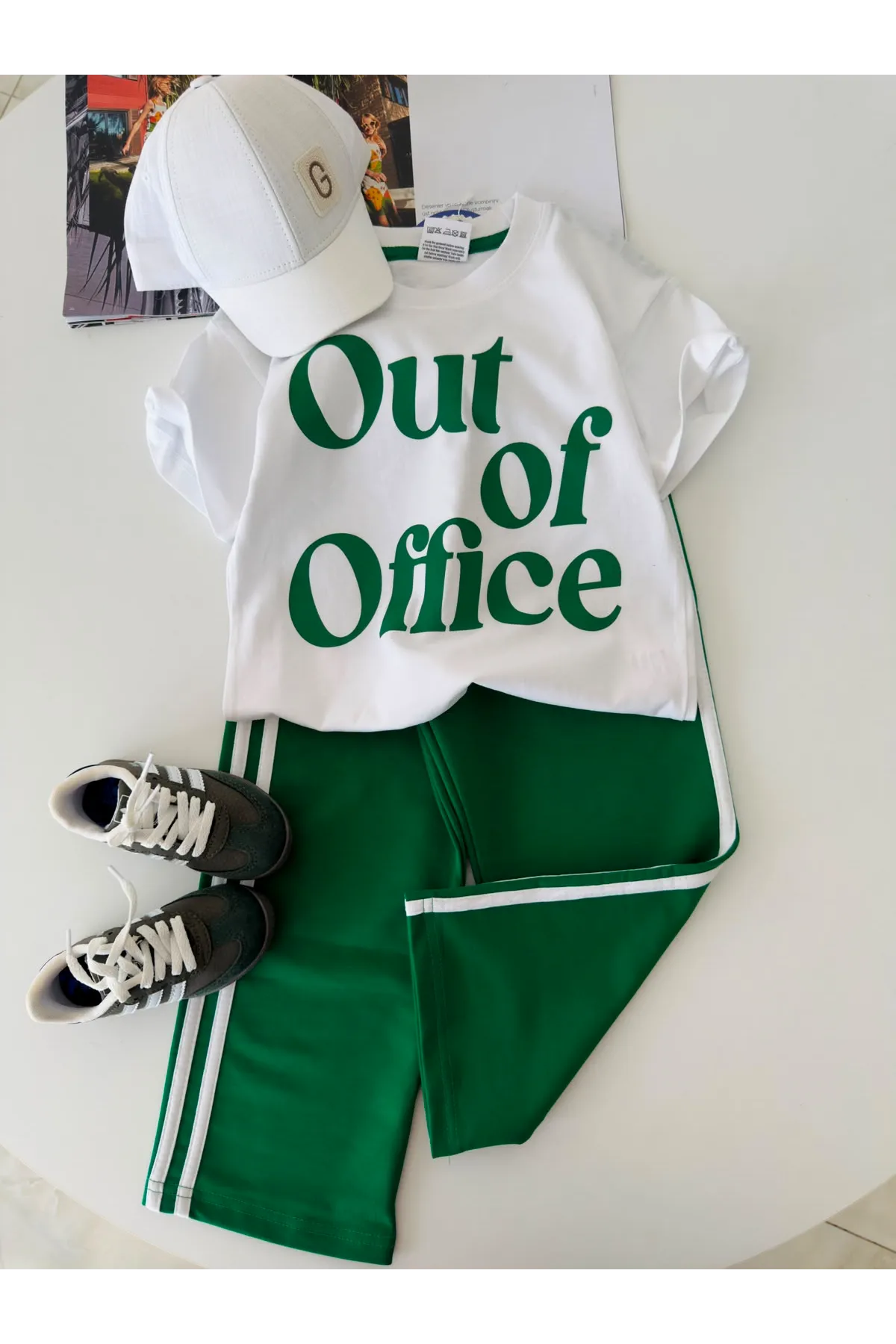 Miniğimin Cicileri Out Of Office Baskılı Kız Çocuk Eşofman Takım - Yeşil