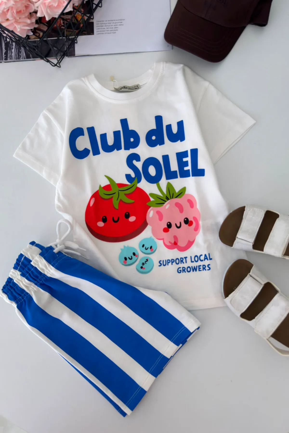 Club Du Solel Çizgili Erkek Çocuk Şort Takım - Mavi