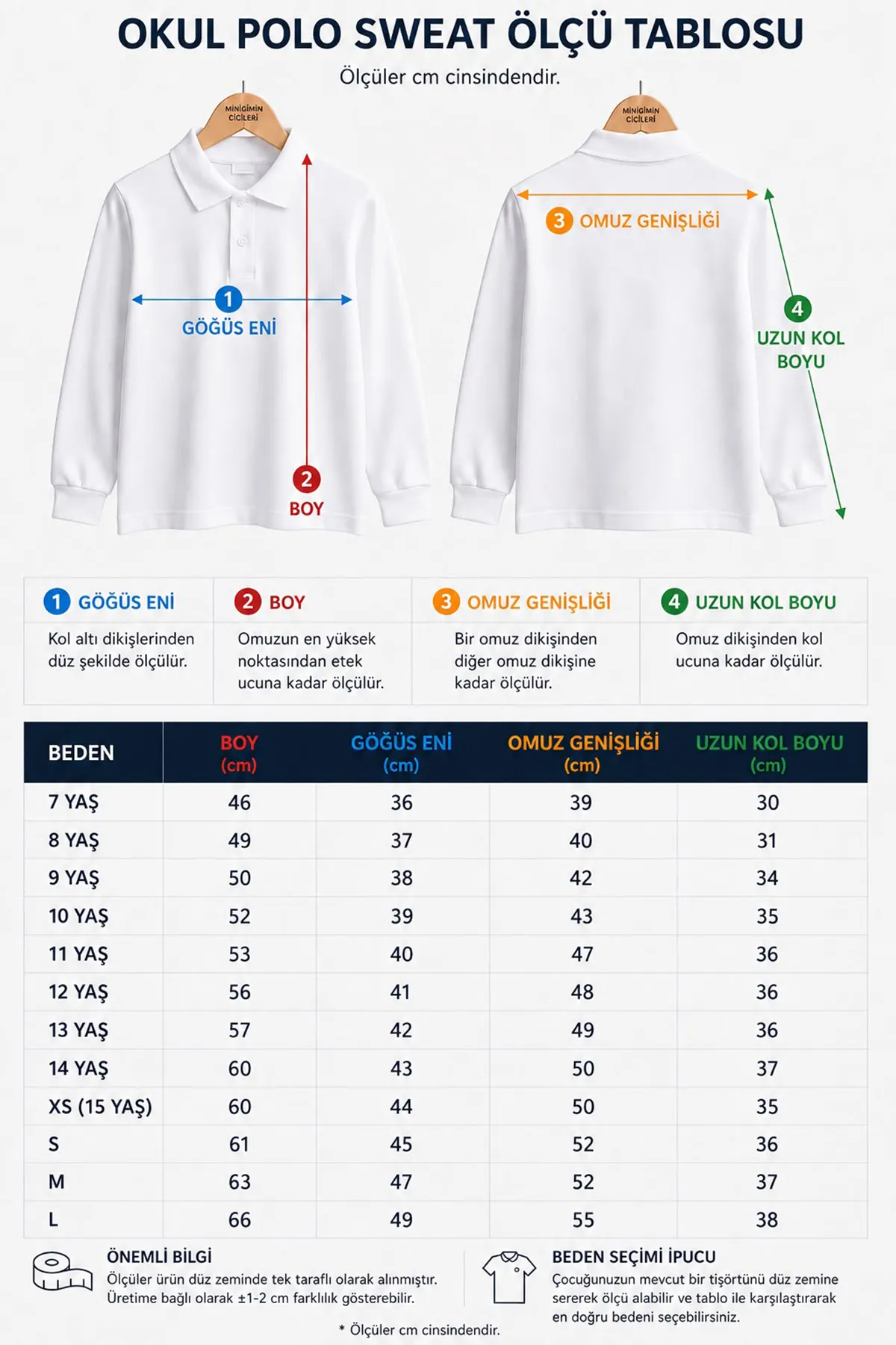 Polo Yaka Uzun Kol Unisex Okul Sweati - Haki