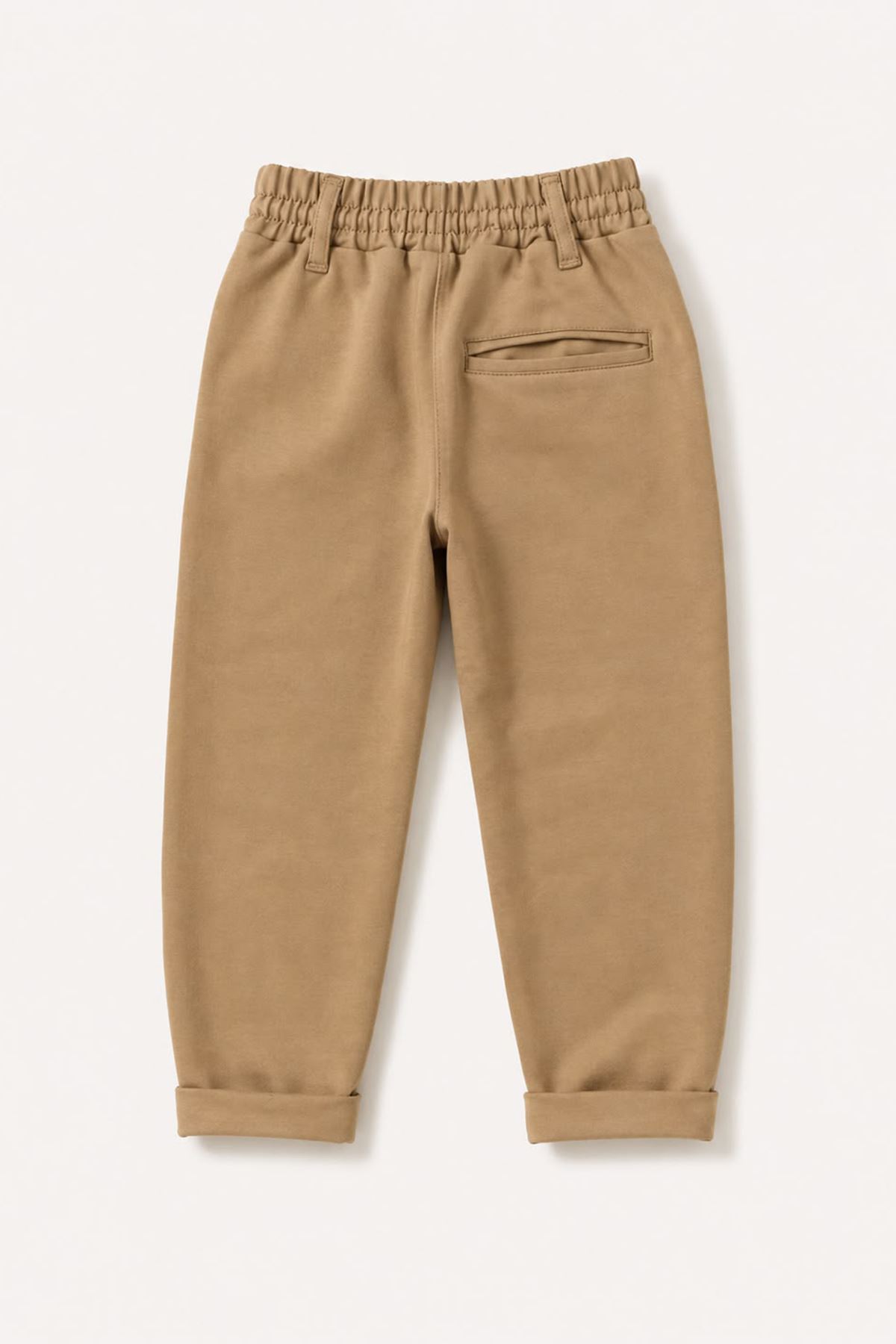 Unisex Beli Lastikli Bağcıklı Eşofman Altı - Camel