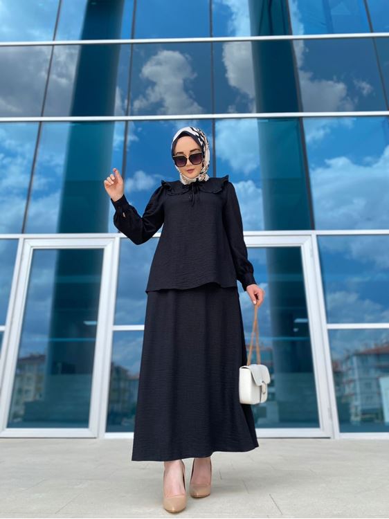 Mevlana Etekli , Yaka Detaylı Alt Üst Takım -Siyah