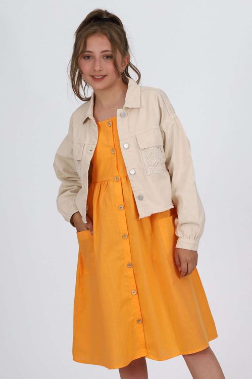 Miniğimin cicileri askılı poplin kız çocuk elbise