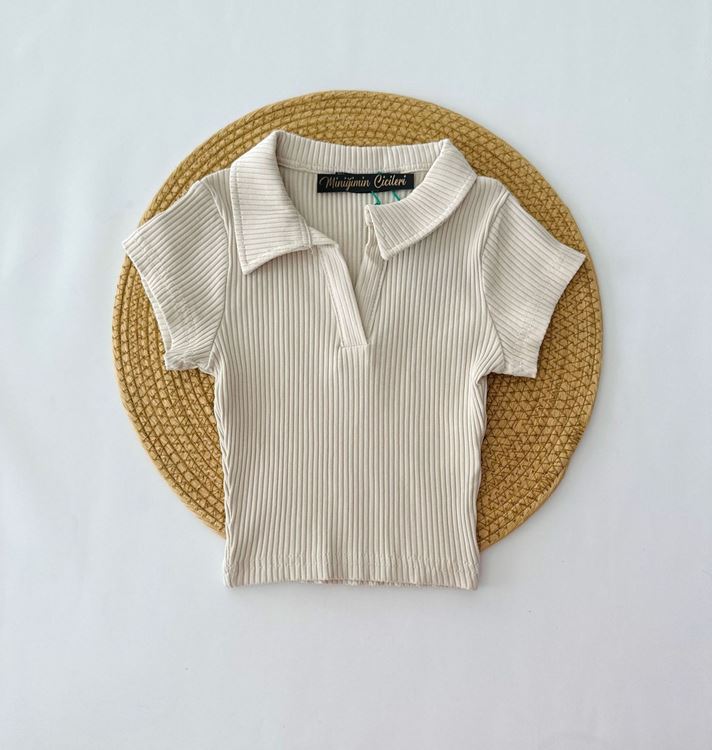 Miniğimin Cicileri Polo Yaka Ribana Buluz-açık kahve