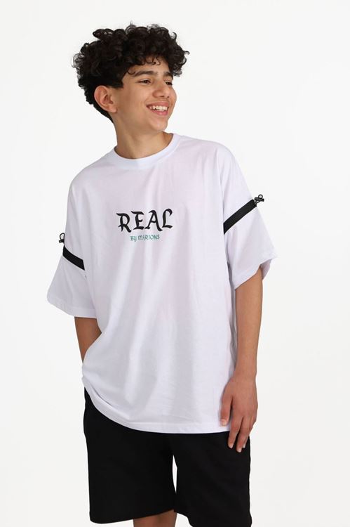 Miniğimin Cicileri 7-14 yaş şortlu real oversize erkek çocuk takım-Beyaz