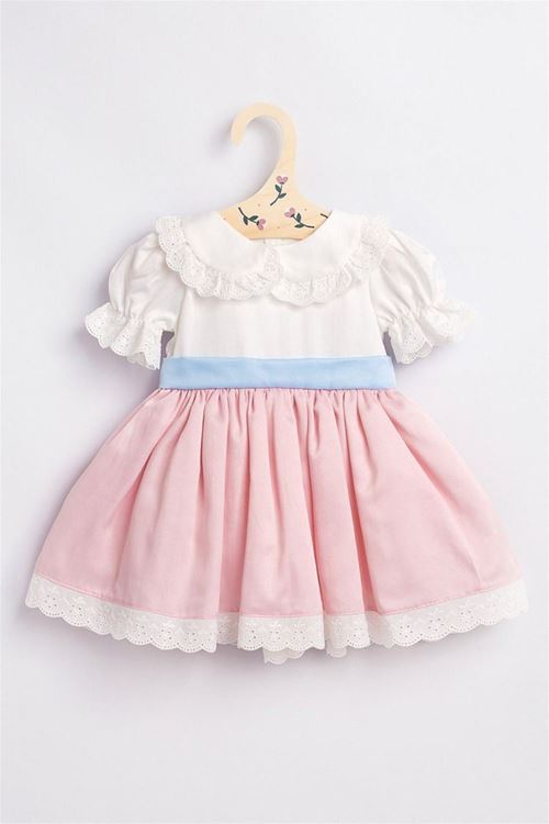 Minigimin cicileri vintage güpürlü kız çocuk elbise - Pembe