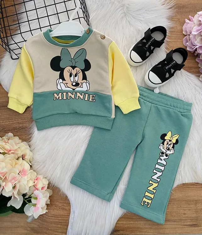 Minigimin Cicileri Flover minine Baskılı 2 li Kiz bebek takım - Yeşil