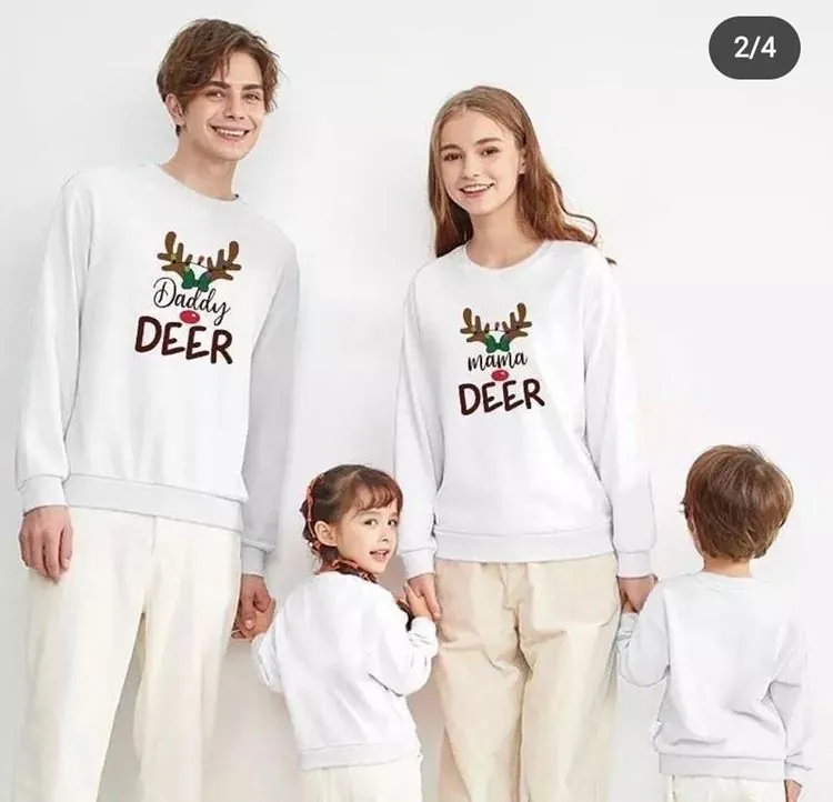 Miniğimin cicileri Yeni yıl aile Kombin DEER  Baskılı (tekli satış) - Baba Sweat Tişört
