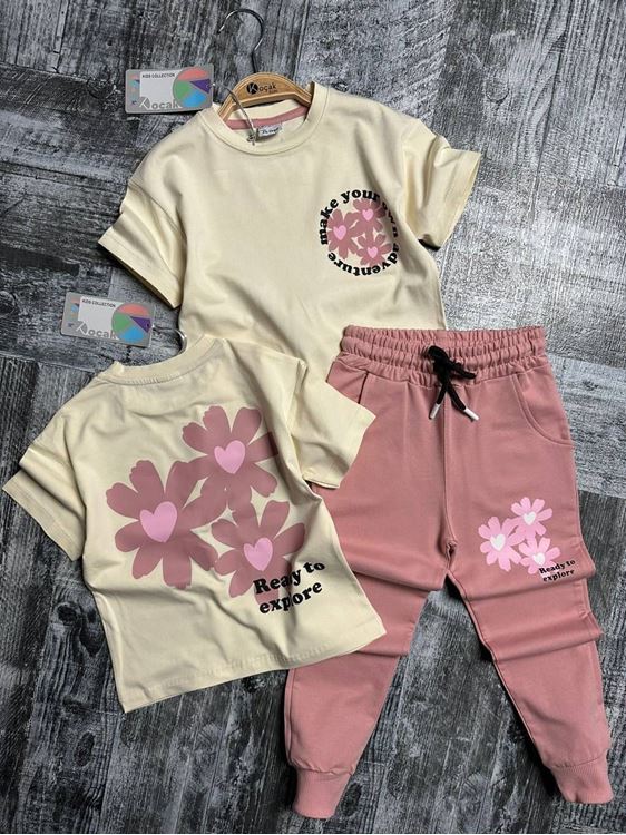 Miniğimin Cicileri Flower Make You Kız Çocuk Takım - Gül Kurusu