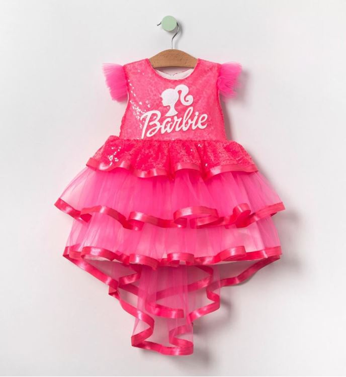Miniğimin Cicileri Kuyruklu Barbie Kız Çocuk Abiye - Fuşya