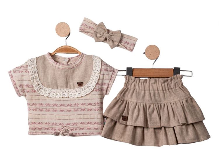 Miniğimin Cicileri Etekli Fistolu Kız Bebek Jakarlı Takım - Lila