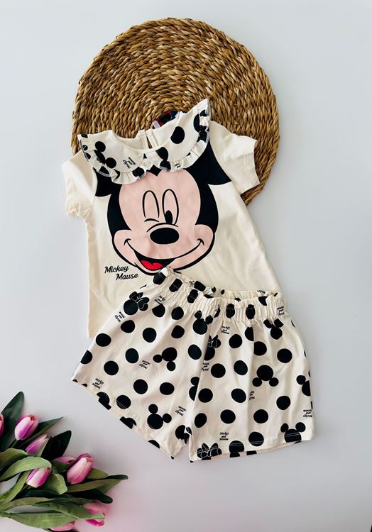 Miniğimin Cicileri Mnn Puantiyeli Kız Çocuk Şortlu Takım - Krem