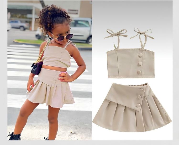 Miniğimin Cicileri Piliseli Crop Buluz Etek Takım - Krem