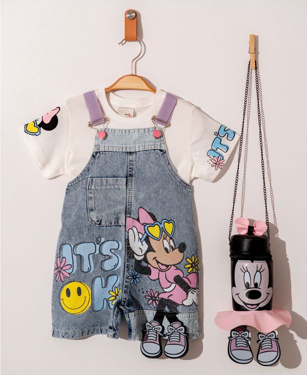 Miniğimin Cicileri İts Ok Minnie 3boyutlu 3 Lü Tulumlu Takım - Açık Mavi