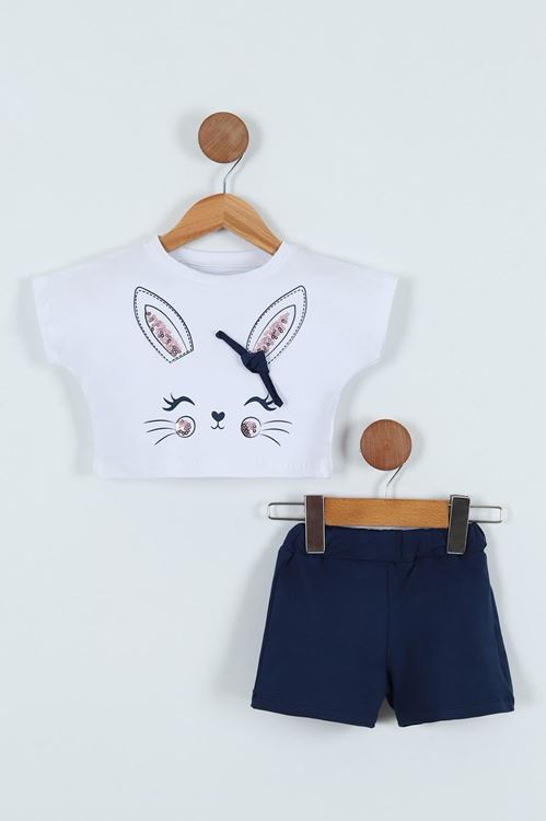 Miniğimin Cicileri Sevimli Kedi Desenli Payetli Bebek Takım - Lacivert