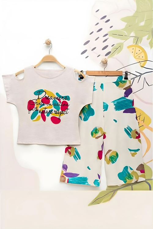 Miniğimin Cicileri Dreams Kapri Pantolonlu Takım - Bej