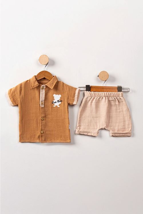 Miniğimin Cicileri Cute Baby Müslüm Şortlu Erkek Bebek Takım - Bej