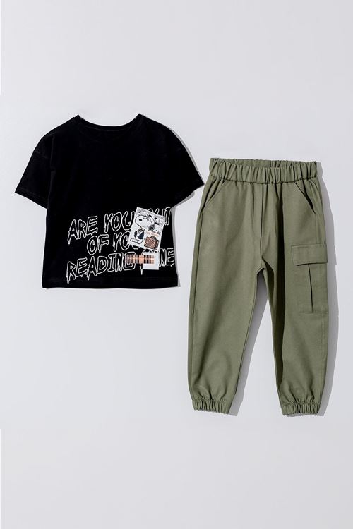 Miniğimin Cicileri Snpy Detaylı Kargo Cepli Erkek Çocuk Takım - Siyah