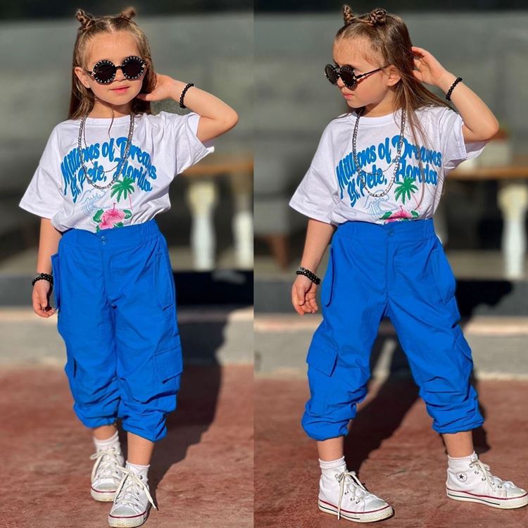 Miniğimin Cicileri Millions Kargo Cepli Paraşüt Pantolon ve Tşört - Mavi