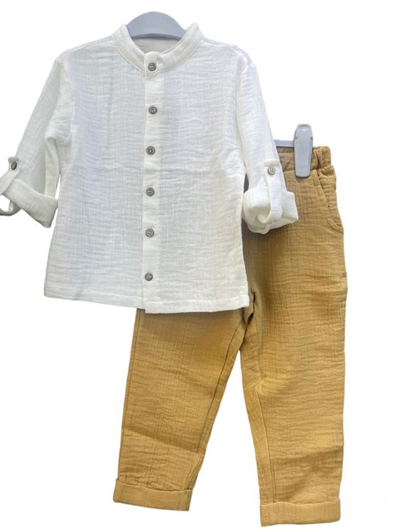 Miniğimin Cicileri Müslin Erkek Çocuk 2 li Takım - Tarçın