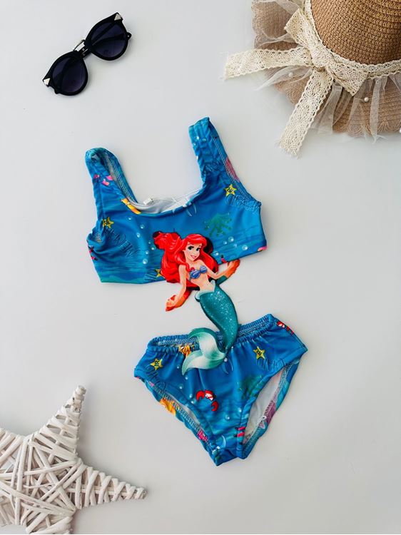 Miniğimin Cicileri Yengeç baskılı Kız Çocuk Mayo - Mavi