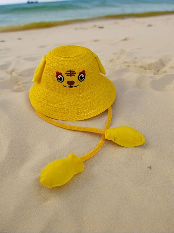Miniğimin Cicileri Kulaklı Sesli Hasır Gülen Çocuk Şapka - Sarı