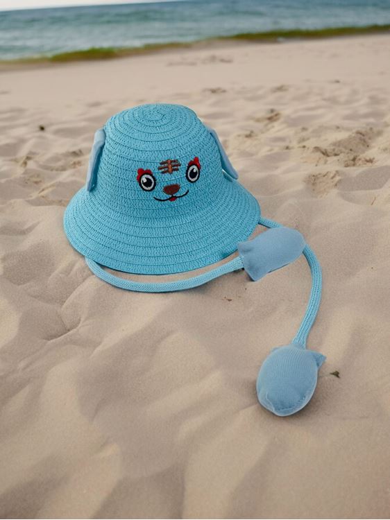 Miniğimin Cicileri Kulaklı Sesli Hasır Gülen Çocuk Şapka - Mavi