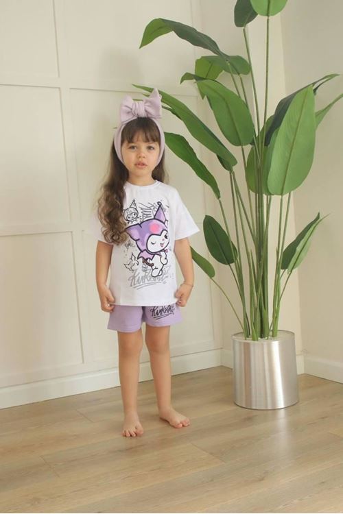 Minigimin Cicileri Krmi Çoklu Desen Yazlık Kız Çocuk 2 li Takım - Beyaz