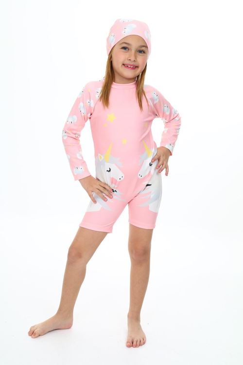 Miniğimin Cicileri Çift Pny Karakterli Uzun kol Boneli Kız Çocuk Mayo - Pembe