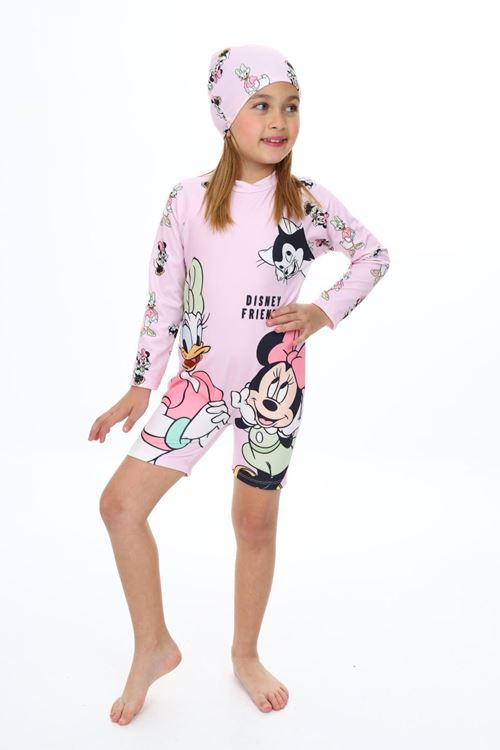 Miniğimin Cicileri Uzun Kol Boneli Kız Çocuk Mayo - Pembe