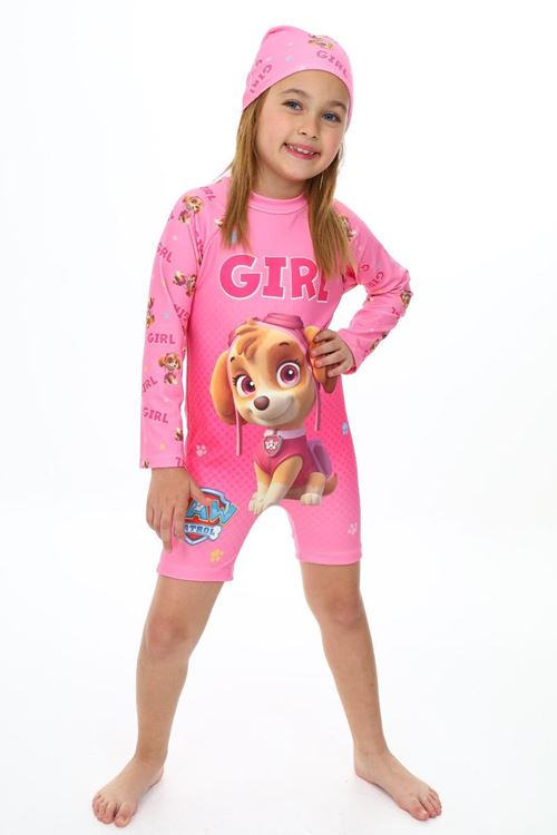Miniğimin Cicileri Grl Paw Karakterli Uzun kol Boneli Kız Çocuk Mayo - Pembe