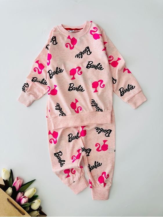 Miniğimin Cicileri Barbie Karakterli Penye Pijama Takımı - Pembe