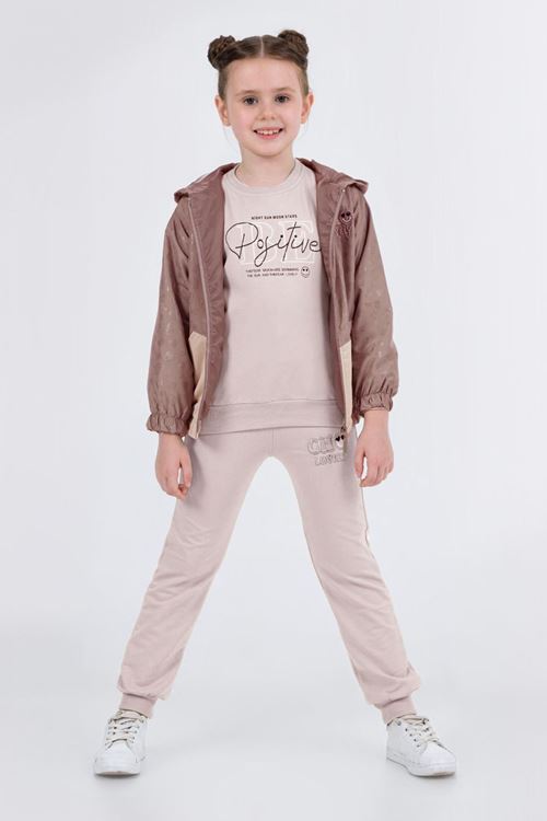 Miniğimin Cicileri Cho Yağmurluklu Kız Çocuk 3 lü Takım - Kahve