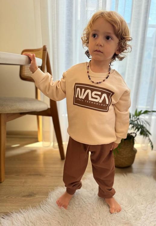 Miniğimin Cicileri Nasa Baskılı 2 li Takım - Antrasit - Kahverengi