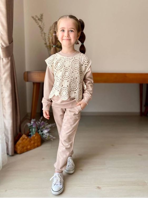 Miniğimin Cicileri Triko Süeterli 3 Lü Kız Çocuk Takım - Bej