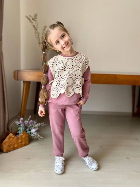 Miniğimin Cicileri Triko Süeterli 3 Lü Kız Çocuk Takım - Gül Kurusu