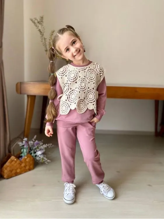 Miniğimin Cicileri Triko Süeterli 3 Lü Kız Çocuk Takım - Gül Kurusu