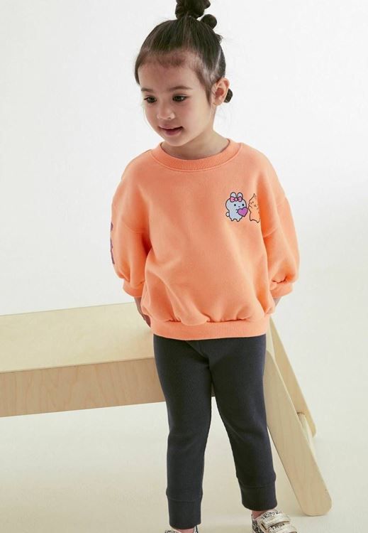 Miniğimin Cicileri Kız Çocuk Karakter Baskılı Sweatshirt ve Tayt Takım - Turuncu