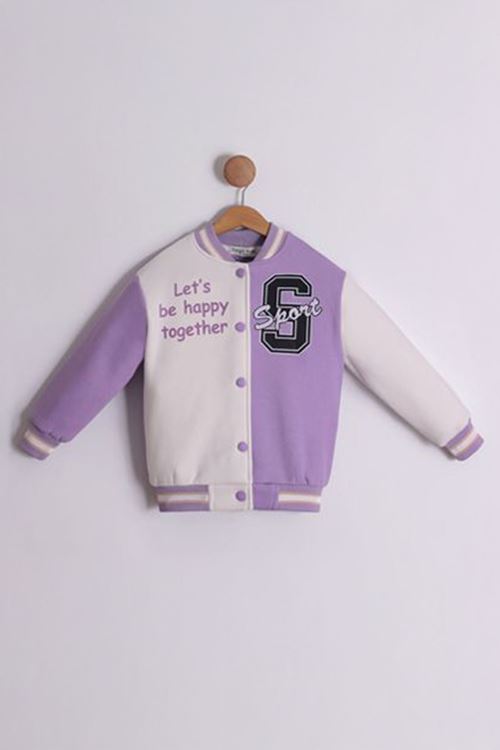 Miniğimin Cicileri Sport Baskılı Kız Çocuk Kolej Ceket - Lila