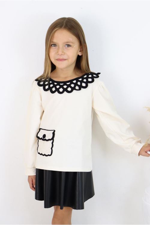 Miniğimin Cicileri (2-6 Yaş) Yaka Cep Detay Kız Çocuk 2 li Takım - Siyah