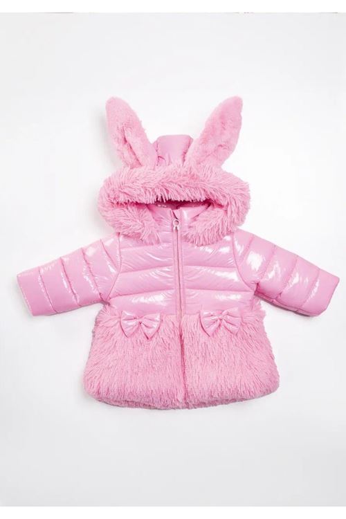 Miniğimin Cicileri (9-24 Ay) Tavşan Kulak Kapitone İçi Welsoft Hologramlı Parlak Kaban Kız Bebek - Pembe