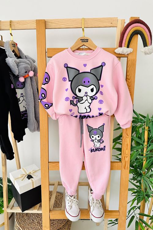 Miniğimin Cicileri Krm Baskılı Tek Kolu Desenli Kız Çocuk 2 Li Takım - Pembe
